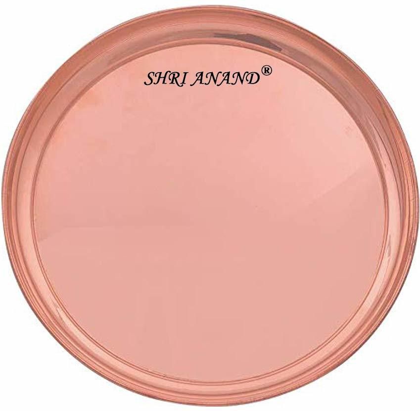 Pure Copper Plain Dinner Thali Plate, Puja Plates Serving Plates Tray-image-5