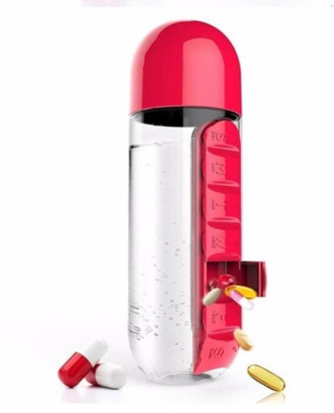 seaspirit 7-DAYS HIGH QUALITY Colorful Combine Daily Pill Box Organizer with Water Bottle Weekly Seven Compartments with Drinking Bottle Easy Carrying Pill Box-picture-33