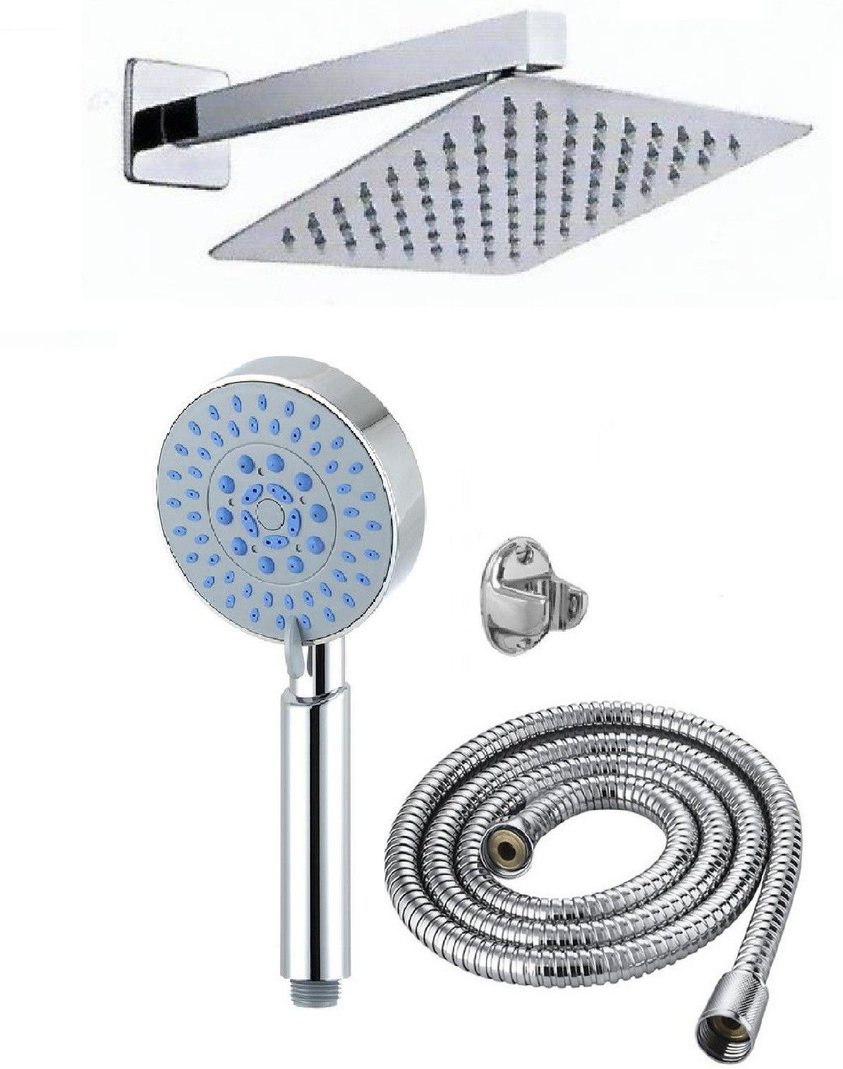 ANMEX 6X6 UltraSlim Rain Shower Head with 12inch Arm 	Plus 5 Gear Adjustable Rain Spray Hand Shower 1.5mtr SS Shower Tube and Wall Hook-image-36