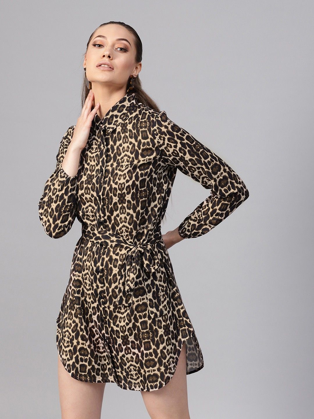 sassafras Women Shirt Black, Beige Above Knee/Mid Thigh Length Dress-picture-39