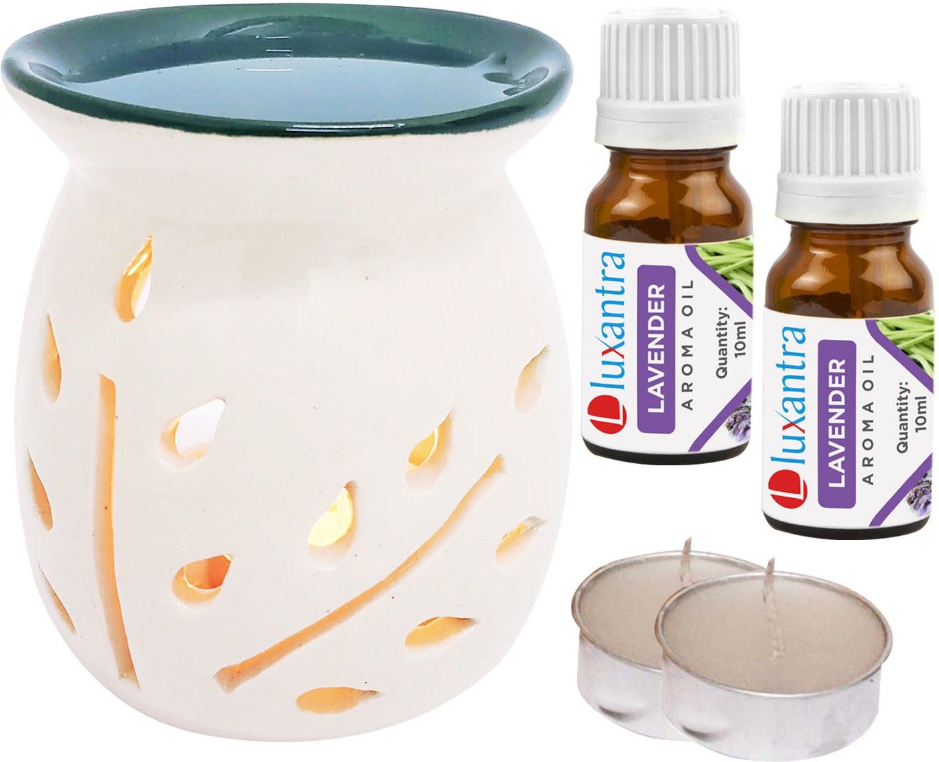 luxantra Lavender Aroma Oil with Tlight Ceramic Air Freshener Home Fragrance Aroma Diffuser Set LX-TOPBLACKDIFF-2TL-2LV-picture-11