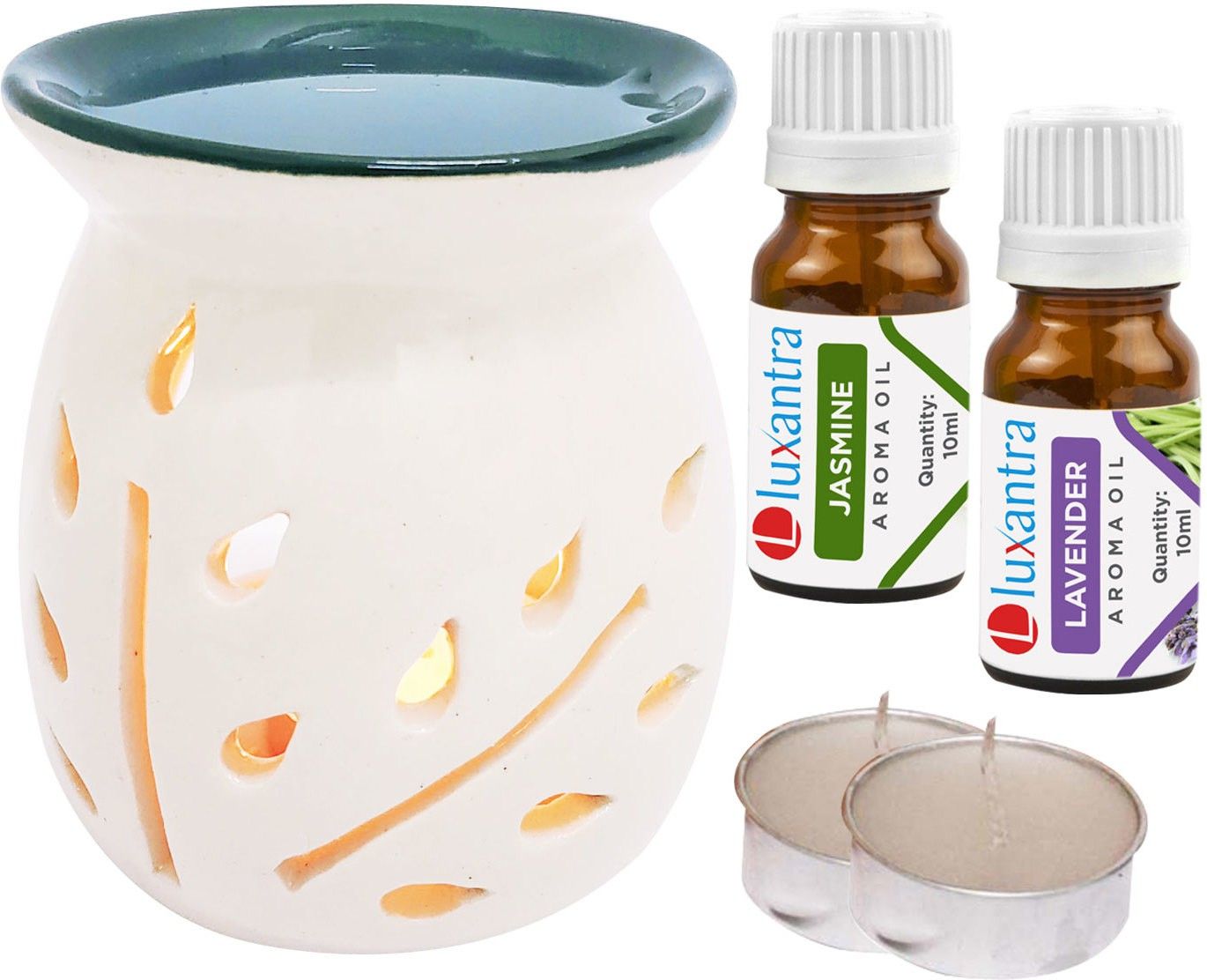 luxantra Jasmine, Lavender Aroma Oil with Tlight Ceramic Air Freshener Home Fragrance Aroma Diffuser Set-picture-16