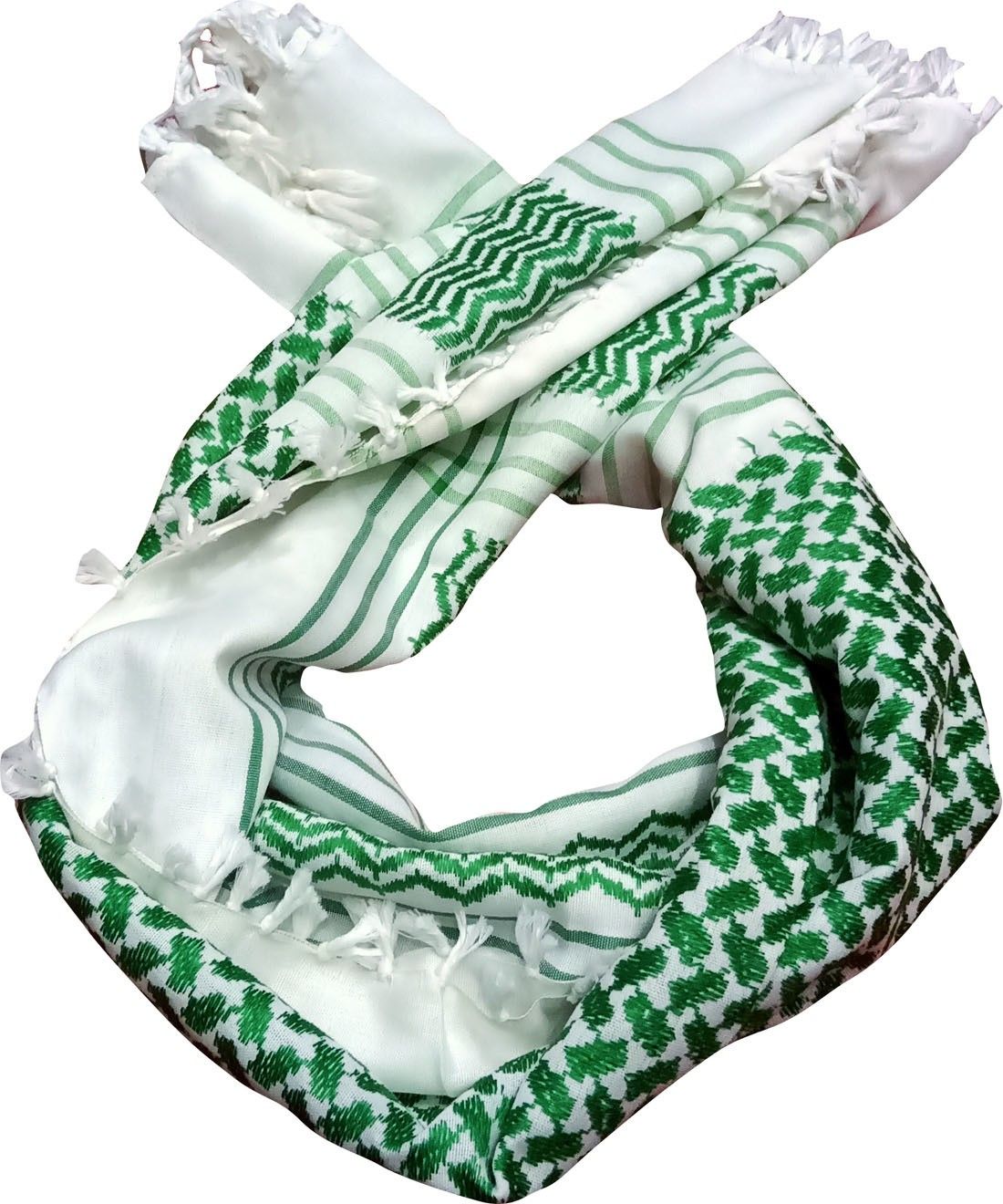 Self Design Cotton Blend Men Green Scarf