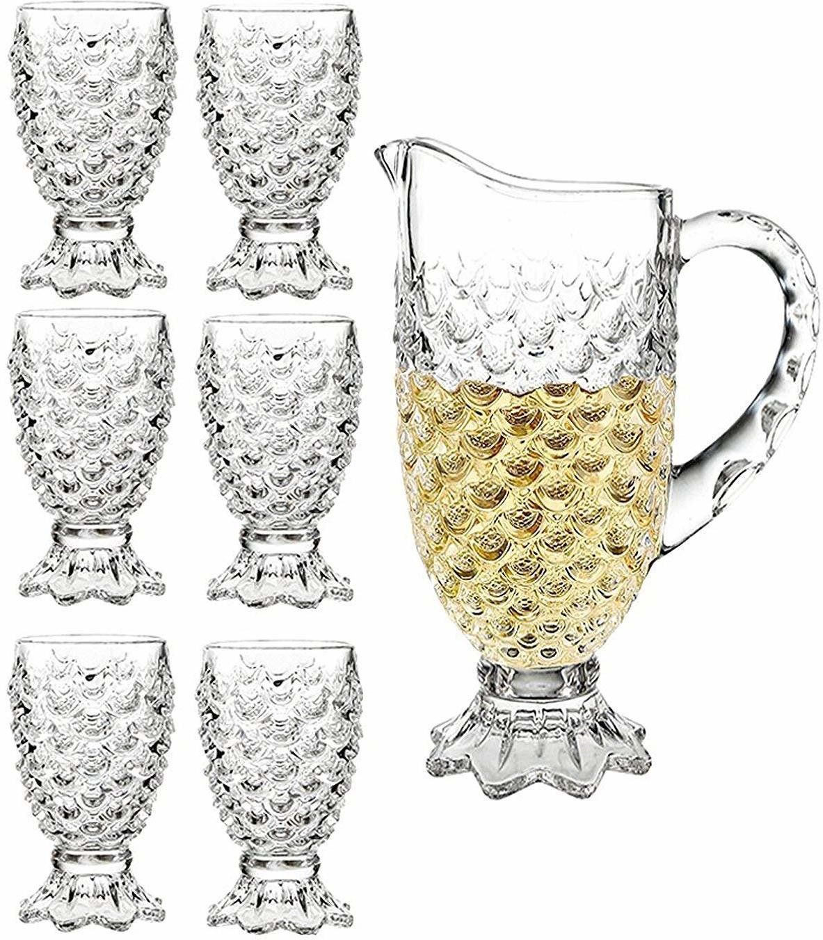 Pineapple Shaped Pack of 7 Jug Glass Set-image-33