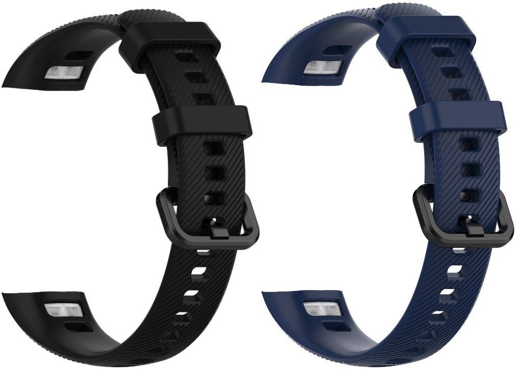 Epaal Silicone Strap for Honor Band 5 & Honor Band 4 (Black & Blue) Smart Watch Strap-image-30