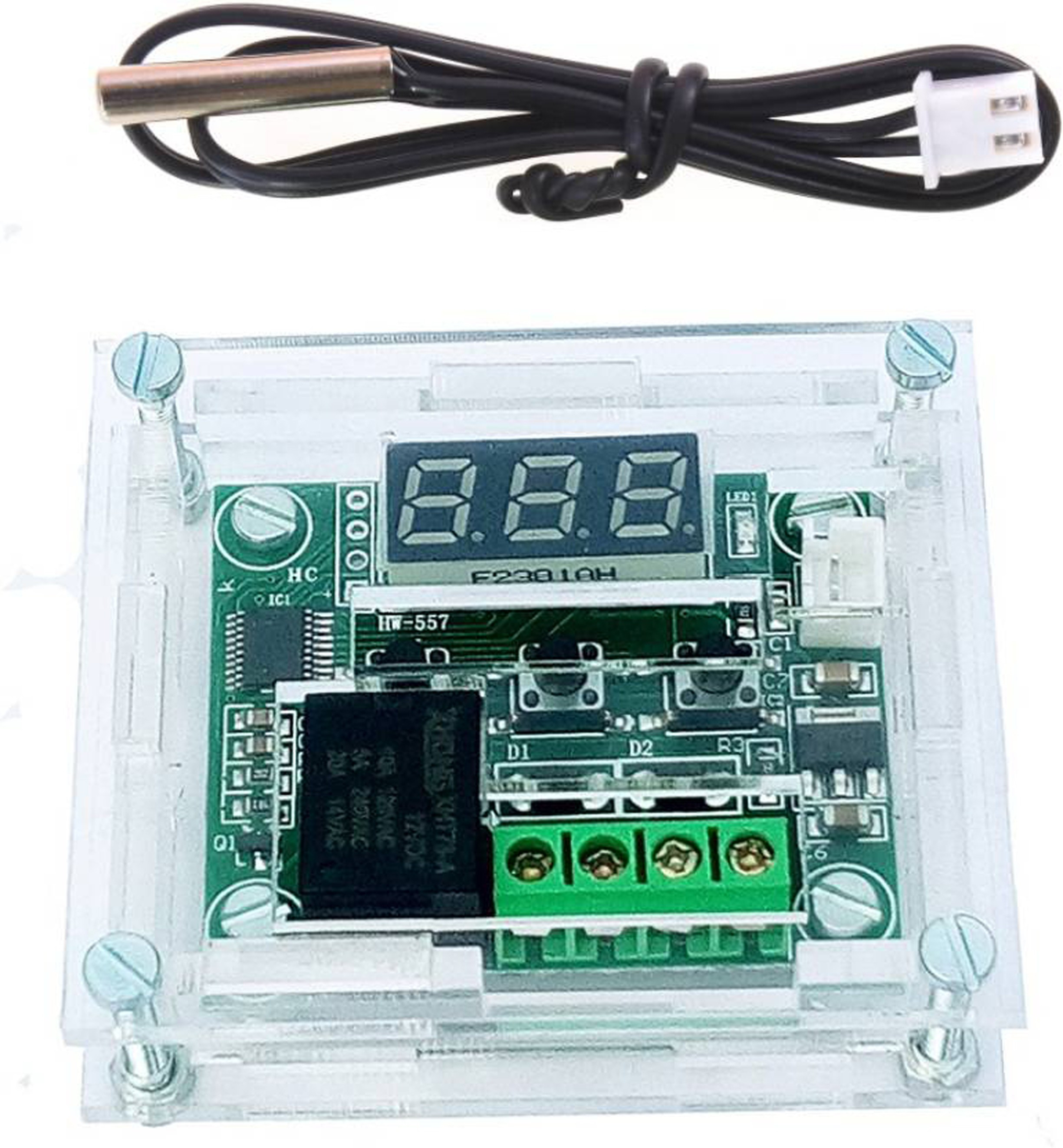 aptechdeals Temperature Controller Module with Case,1 piece W1209 Display Digital Thermostat Module with Waterproof NTC Probe Meter Electronic Hobby Kit image 1