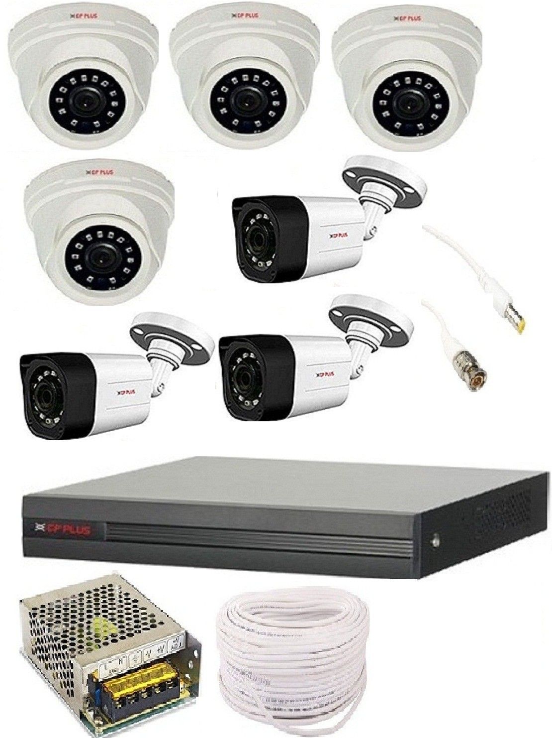 CP PLUS 3 dome camera, 4 bullet camera cctv camera, 8 channel dvr and 8 channel power supply Security Camera-image-45