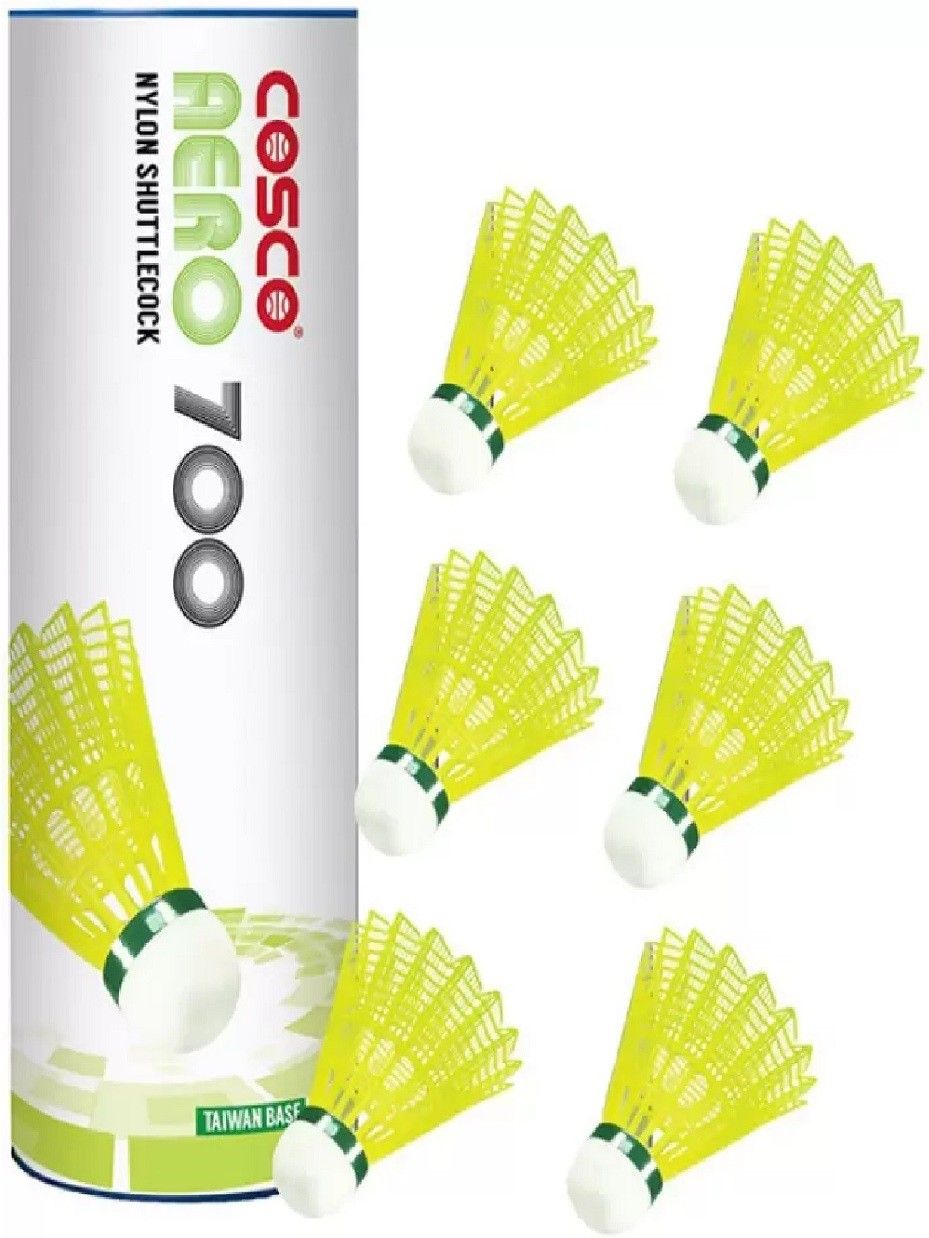 cosco Aero 700 Nylon Shuttlecock (Pack of 6) Nylon Shuttle - Yellow-picture-10
