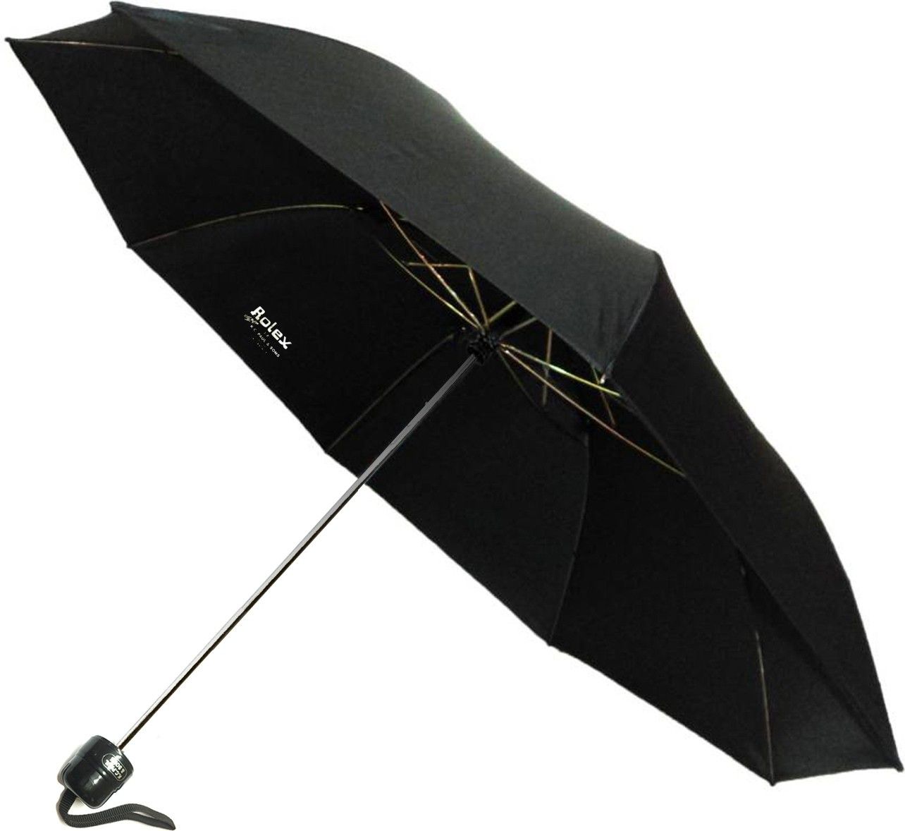 3 Fold 100% Nylon Premium UV Protection Black Umbrella