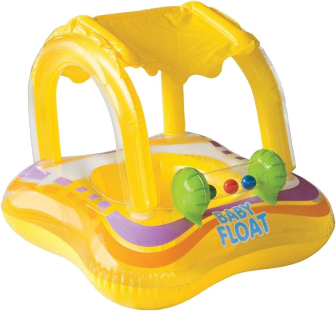 VW Inflatable Baby Float With Sunshade Canopy, SIZE : 32" X 26"(81cm x 66cm) Inflatable Pool Accessory-image-1
