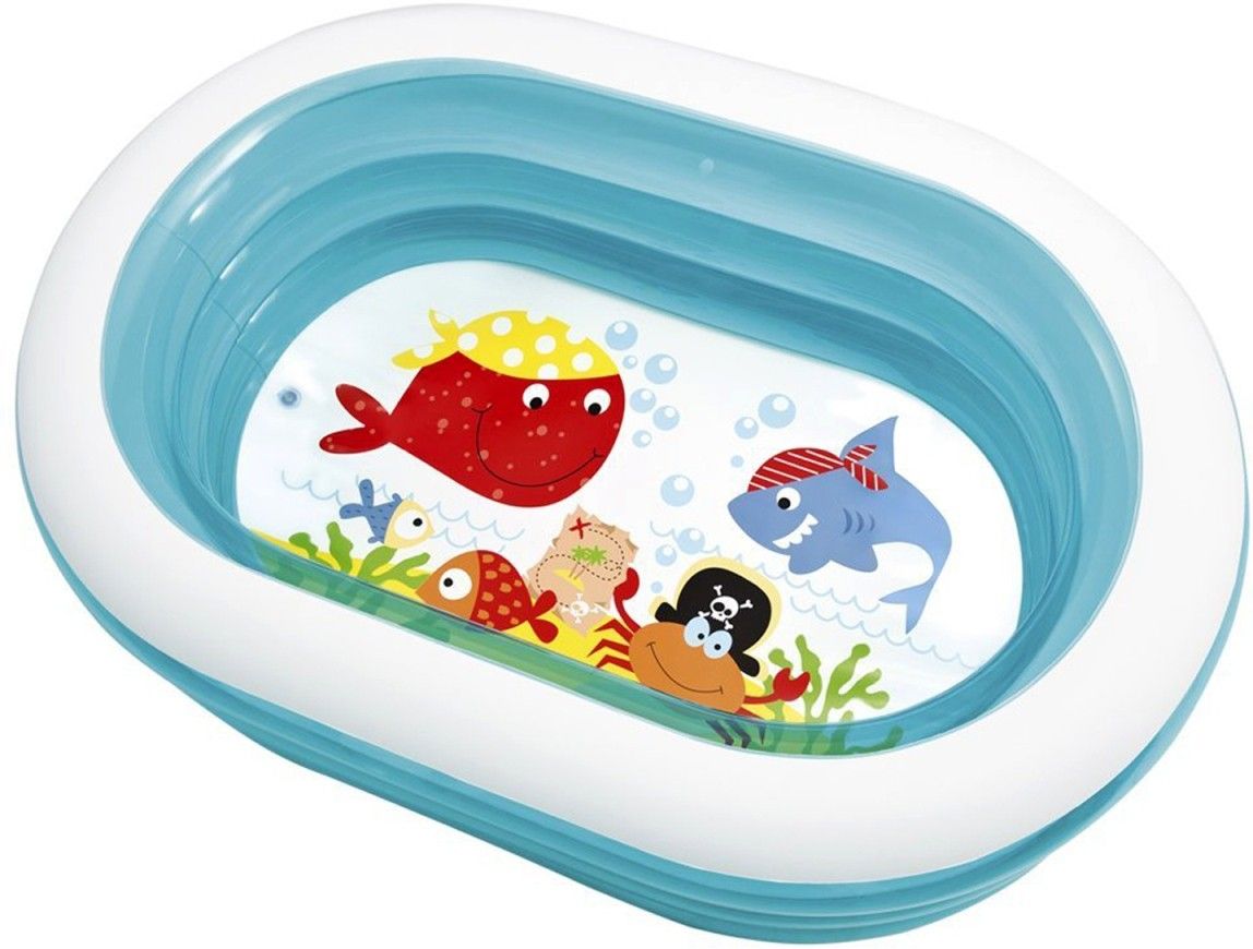 Inflatable Ahoy Pirate Friends Pool, 64"L x 42"W x 18"H (1.63m x 1.07m x 46cm)Inflated Inflatable Swimming Pool