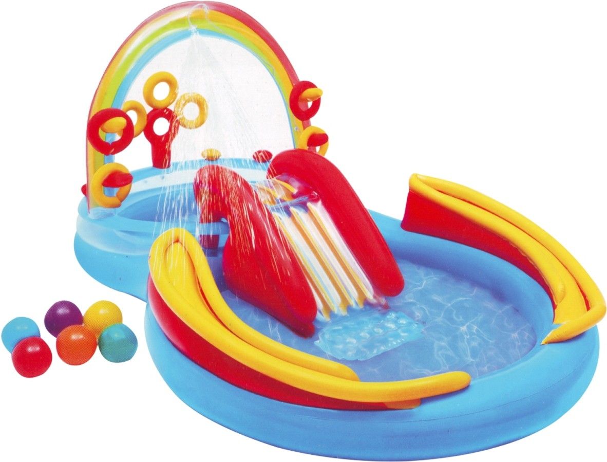 Inflatable Rainbow Ring Play Center, 9'9"L x 6'4"W x 4'5"H(2.97m x 1.93m x 1.35cm)Inflated Inflatable Swimming Pool