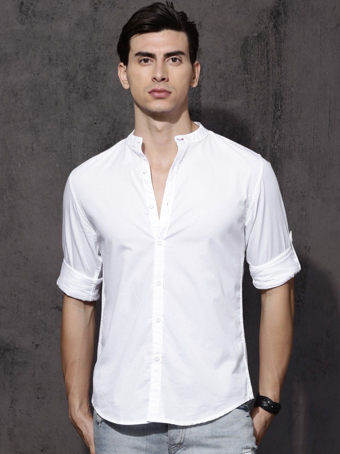 roadster Men Regular Fit Solid Mandarin Collar Casual Shirt-picture-11