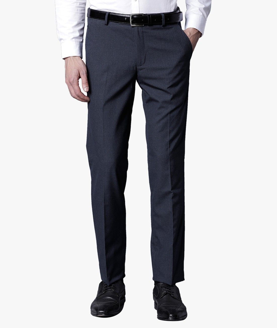 black coffee Men Regular Fit Dark Blue Viscose Rayon Trousers-picture-42