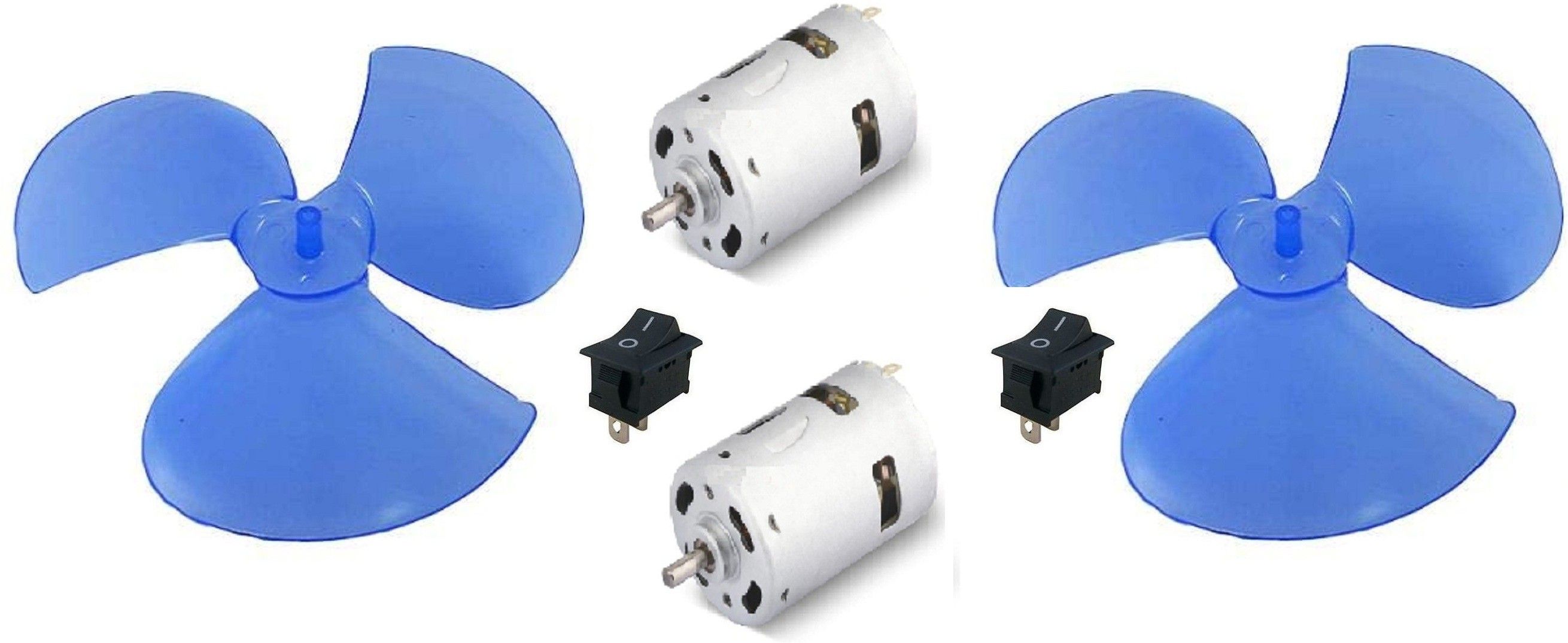 2 piece 12V Motor, 12 Volt DC Fan + 2 piece Propeller 6 inch with 2 switch Motor Control Electronic Hobby Kit-image-12
