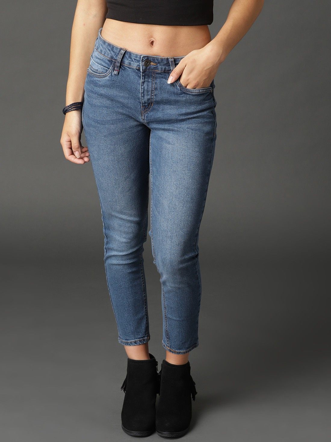 roadster Women Skinny Mid Rise Blue Jeans-picture-10