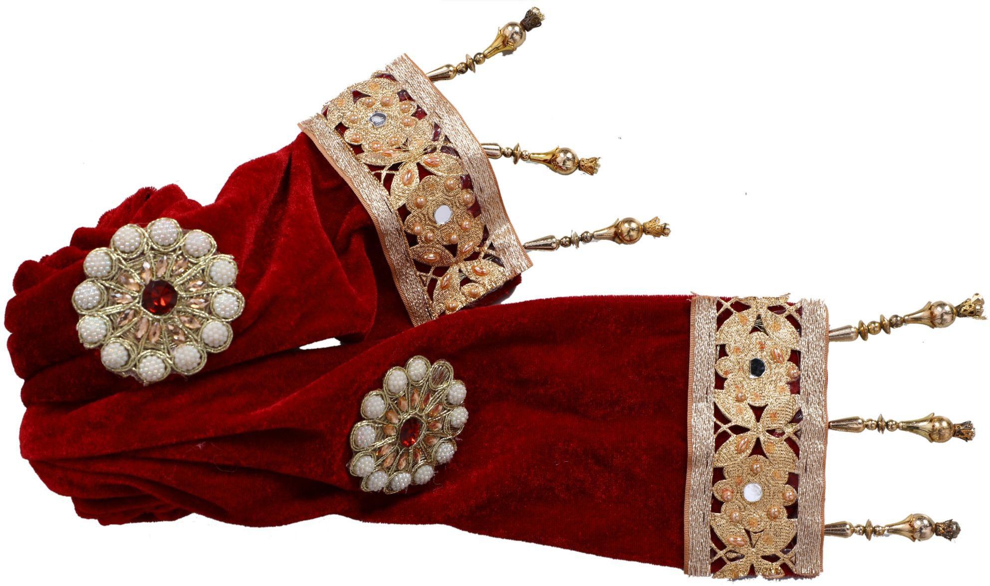 qtsy Velvet Embroidered Maroon Men Dupatta-picture-5
