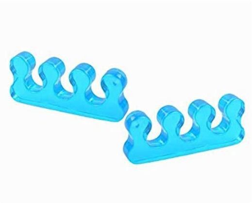alexvyan 1 Pair Certified Blue Universal Size Silicone Gel Foot Fingers Toe Separator 1 Pair Orthopedic Foot Protector Adjuster Hallux Valgus Guard Thumb And Finger Seperator- For Nail Art Yoga Women Men Boy Girl Senior-picture-13