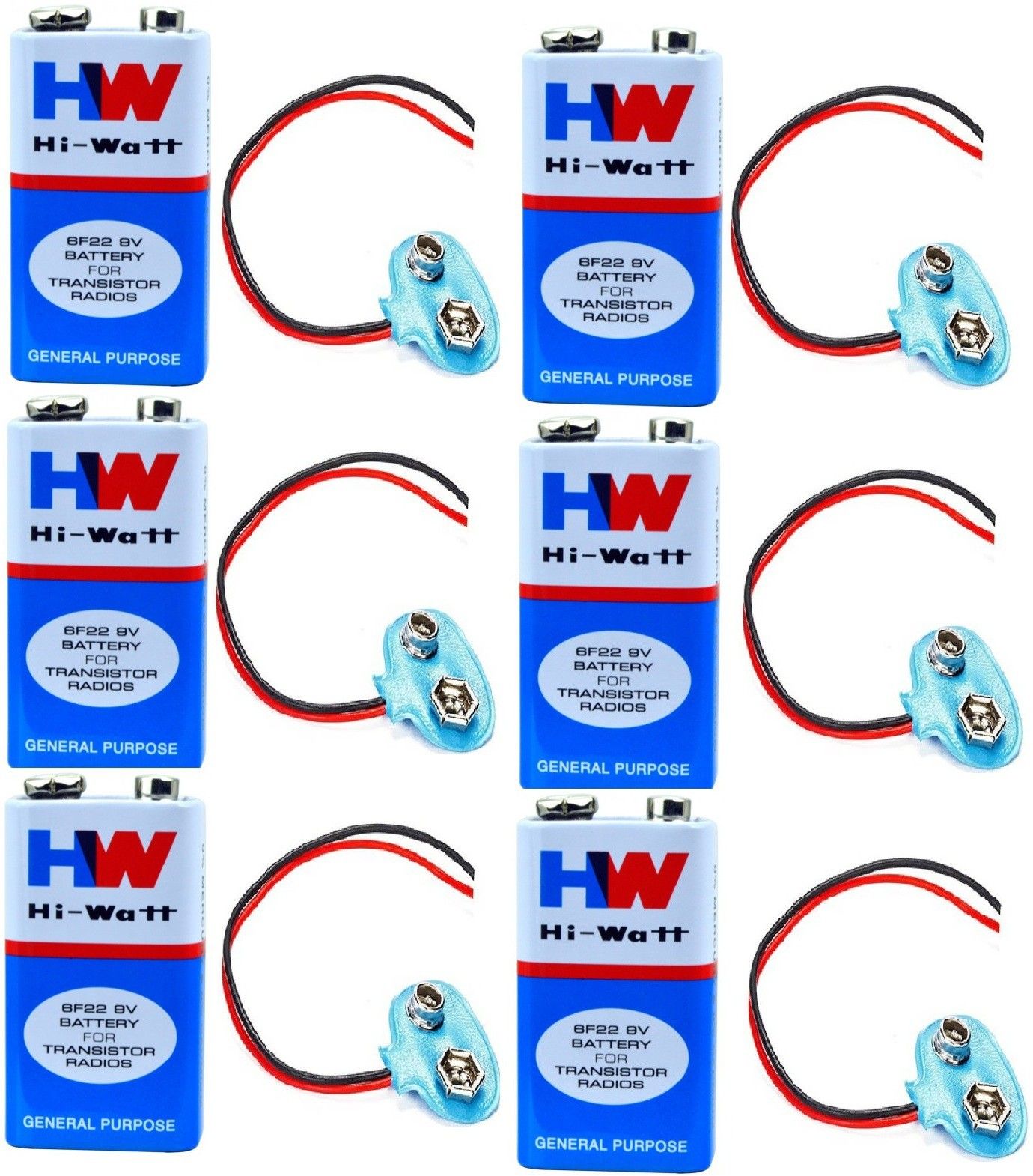 inditrust 6 Pc 9 VOLTS HW BATTERY with + 6 Pc Connector (Pack of 6)Battery-picture-29