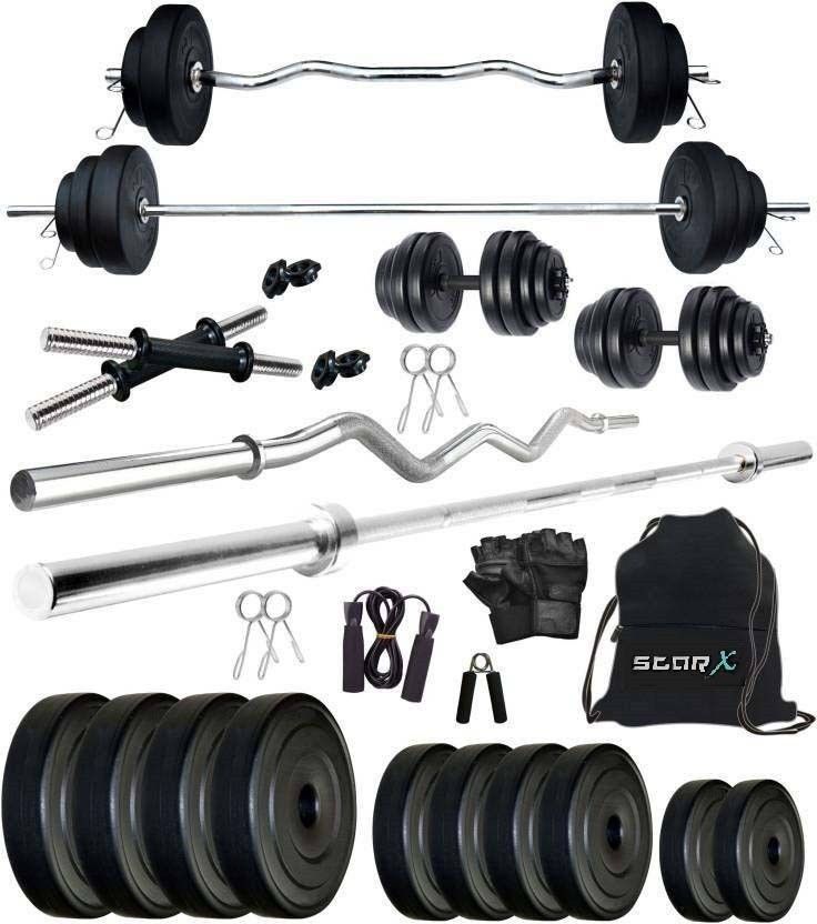 20 kg PVC Weight Plates Combo of Rods and Accessories Home Gym Combo