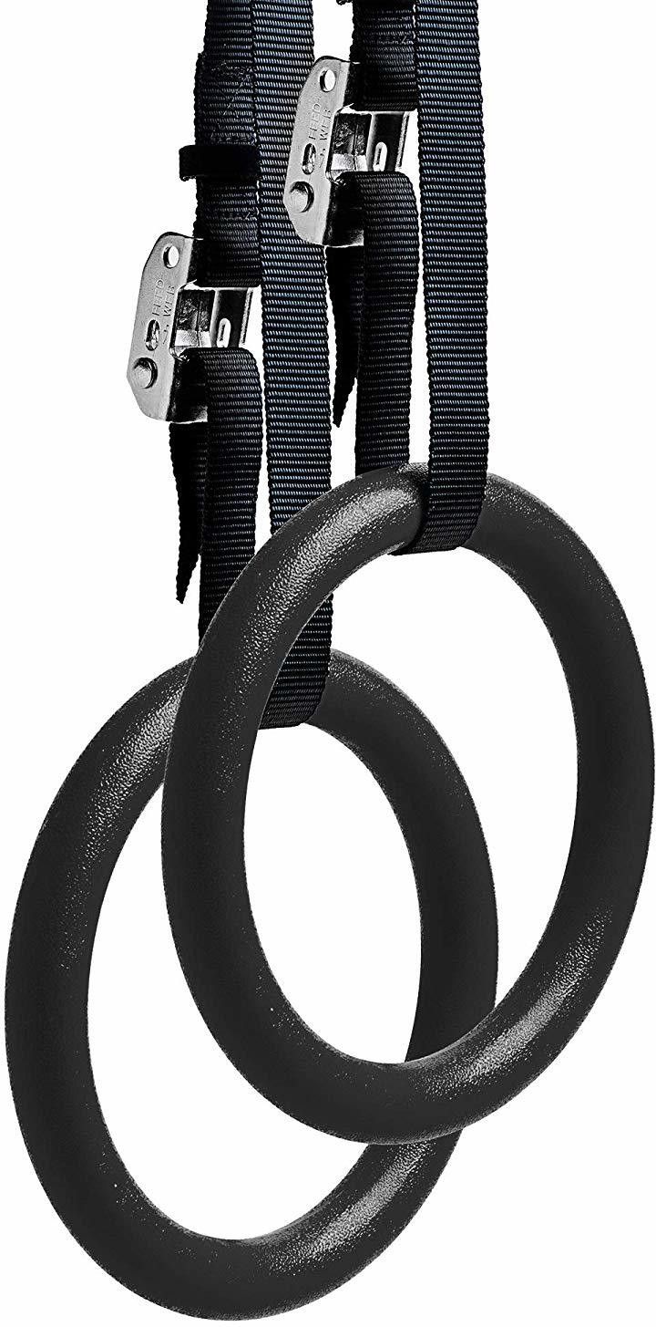 Gymnastic Rings W/Adjustable Straps, Metal Buckles & Home Gym (Set of 2) - Non-Slip - Great for Workout, Strength Training, Fitness Pilates Ring