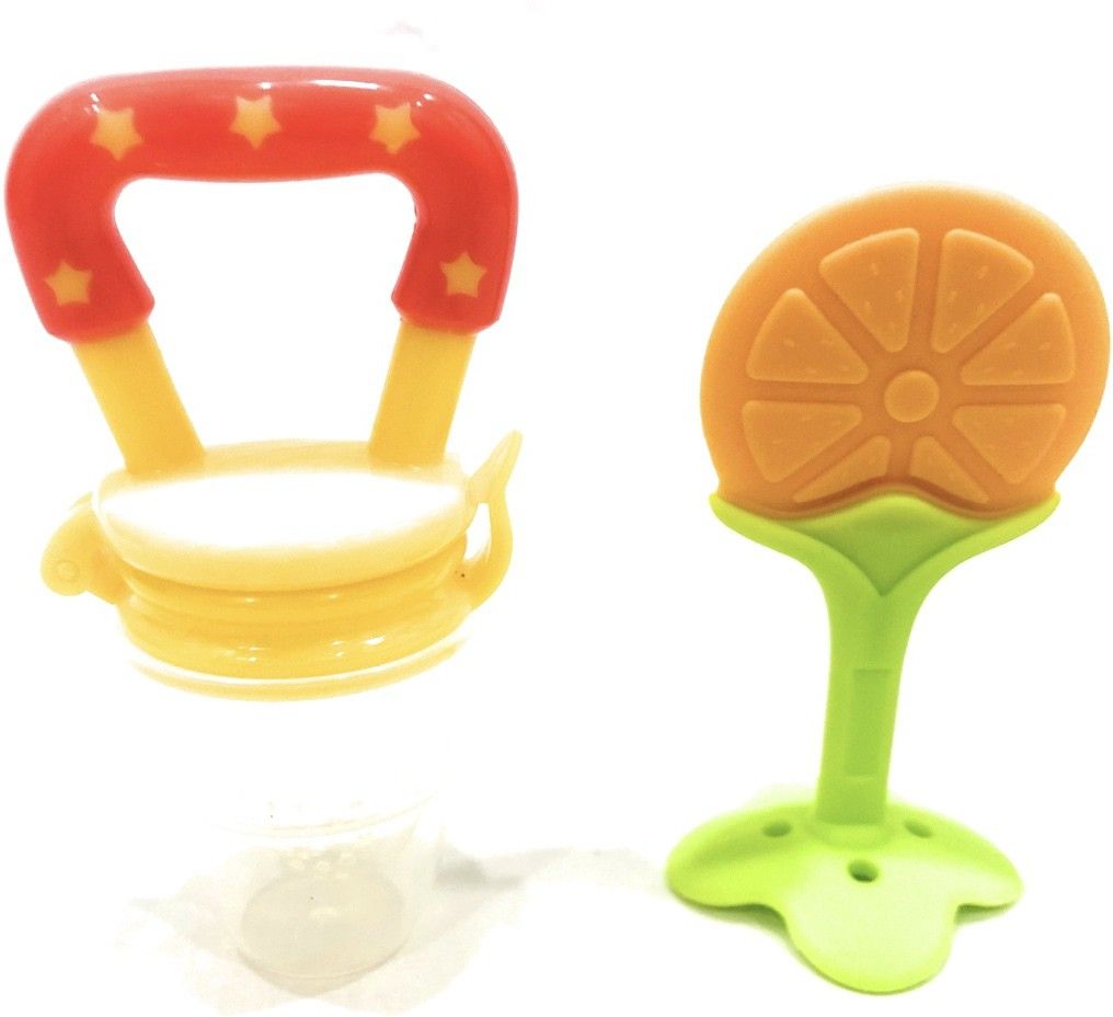 â¢ Fruit Shape Silicone Teether with Fruit Pacifier for Baby/Infant/Toddler (Combo Saver Pack of 2) Soother-image-3