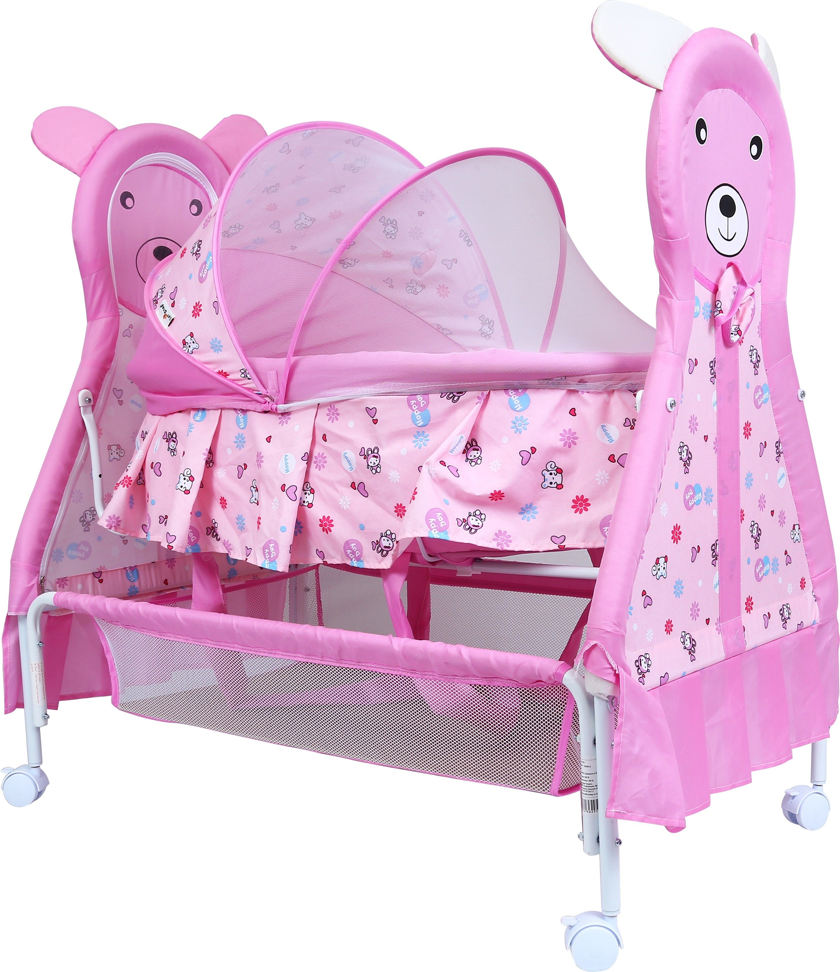 Baby Bassinet Swing Cradle Jhula with Mosquito Net & Storage Basket for New Born Bassinet-image-35