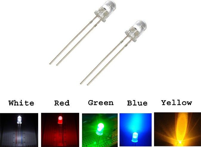 project hub 5mm LED White,Green,Red,Yellow,Blue Color Each 20Pcs Mix Total -100Pcs Light Electronic Hobby Kit-picture-23