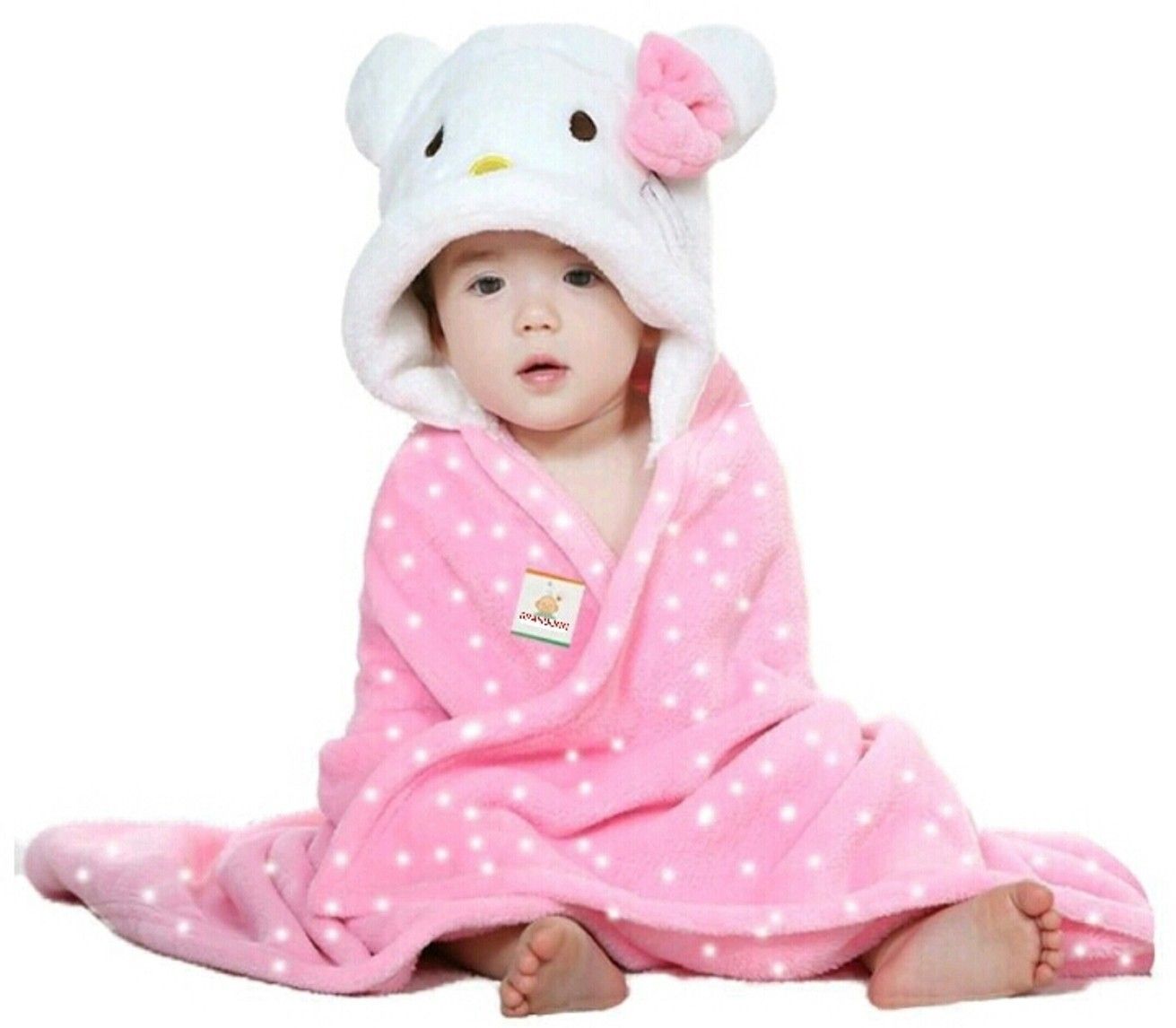 Polka Single Hooded Baby Blanket forMild Winter