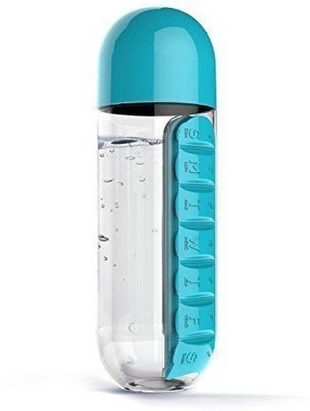 7-DAYS NEW Colorful Combine Daily Pill Box Organizer with Water Bottle Weekly Seven Compartments with Drinking Bottle Easy Carrying Pill Box