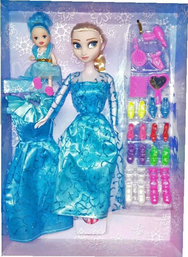 white popcorn Princess Elsa Fashion Doll With baby doll-picture-14