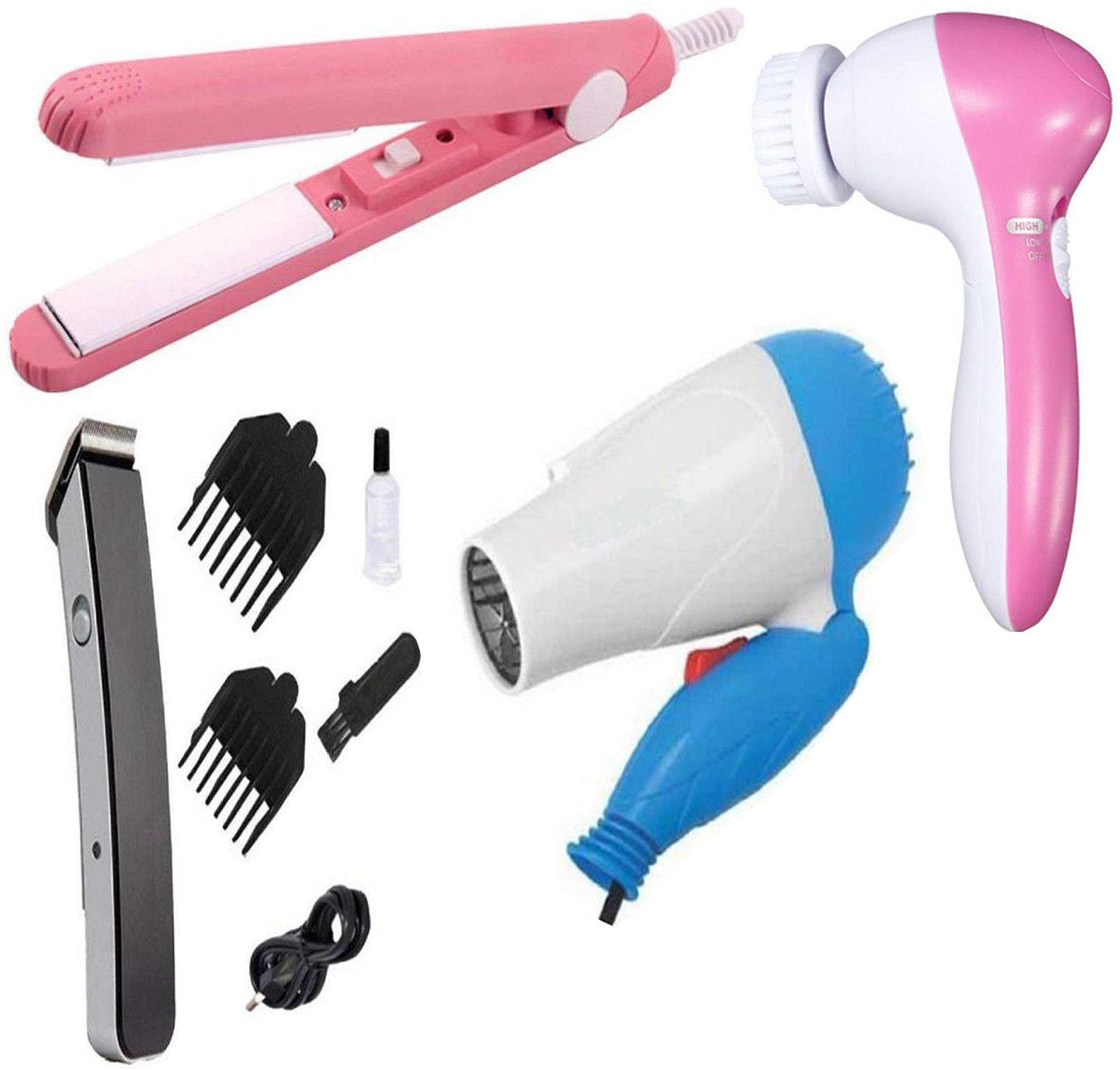 WIB Hair Straightener Hair Dryer Cordless Hair Trimmer Beauty Face Massager Personal Care Appliance Combo