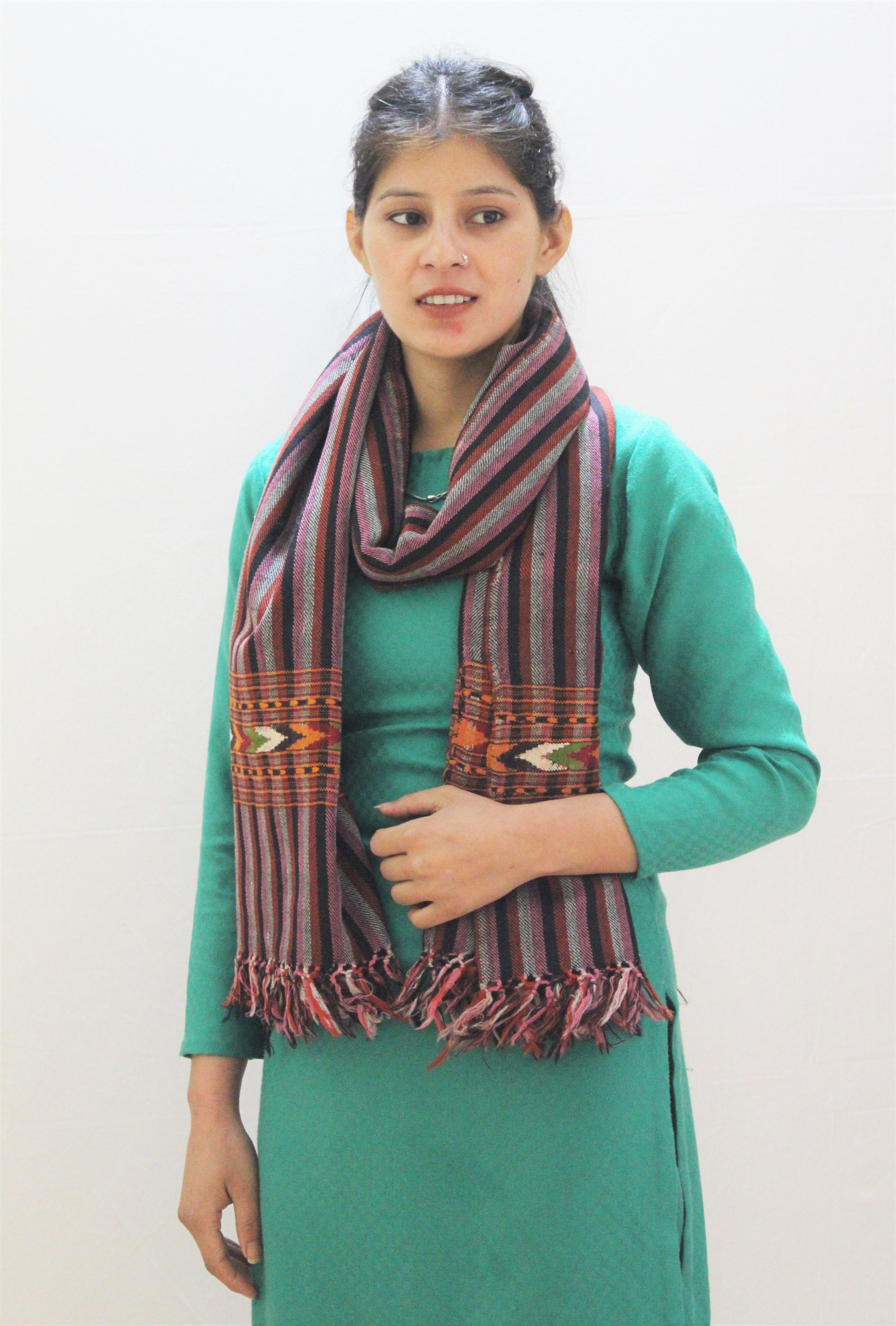 Woven Pure Wool Women Multicolor Stole-image-1