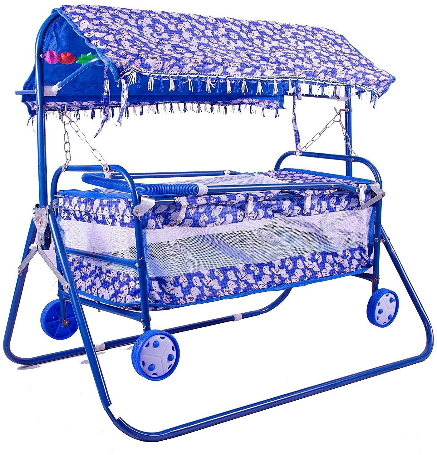 Baby Cradle Cot Cum Stroller Pink C_Blue Bassinet-image-46