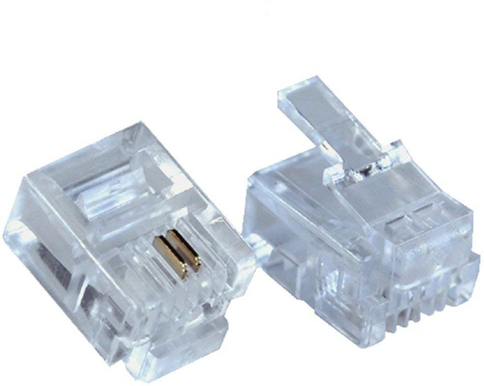 RIVER FOX 50 Pcs 6P2C RJ11 Transparent Clear Male Plug Network Interface Card