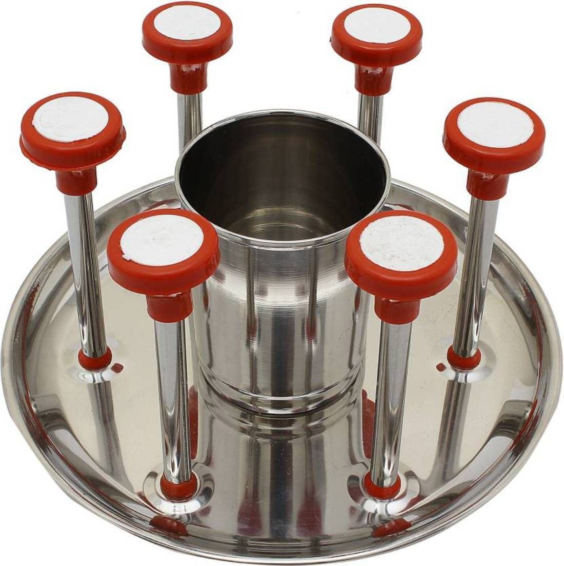 ak hub S.S Glass & Spoon Stand (Popular)-331 Steel Glass Holder-picture-1