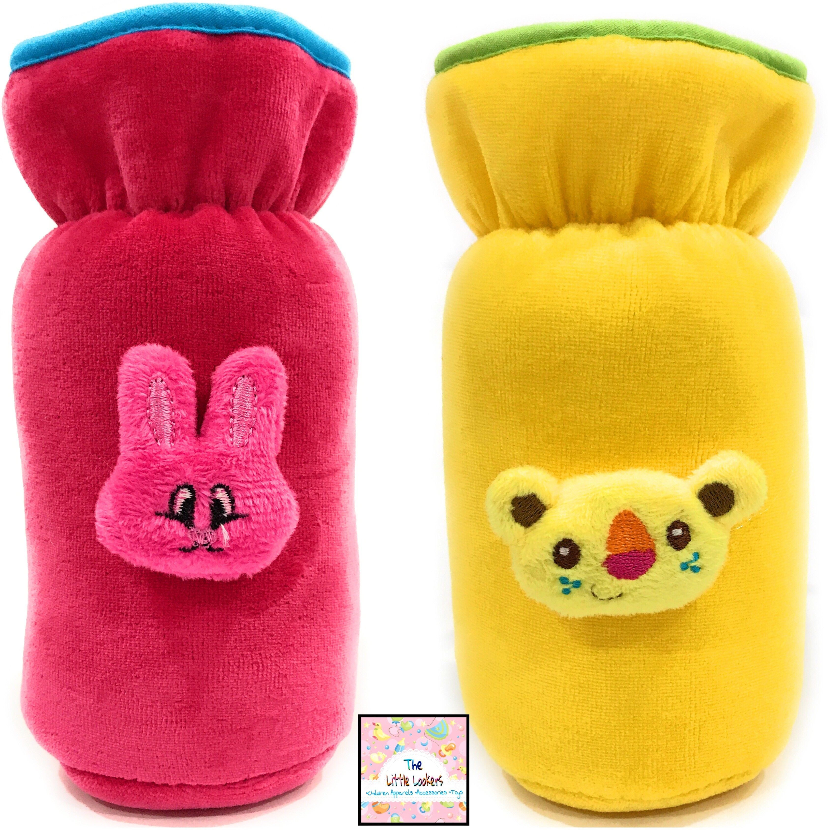 ™ /Broad Neck Feeders Soft Plush Stretchable Baby Feeding Bottle Cover with Easy to hold Strap | Suitable for 240, 260ml & 330ml | Cute Animated Plush Toy Pack of 2 (Pink & Yellow)-image-47