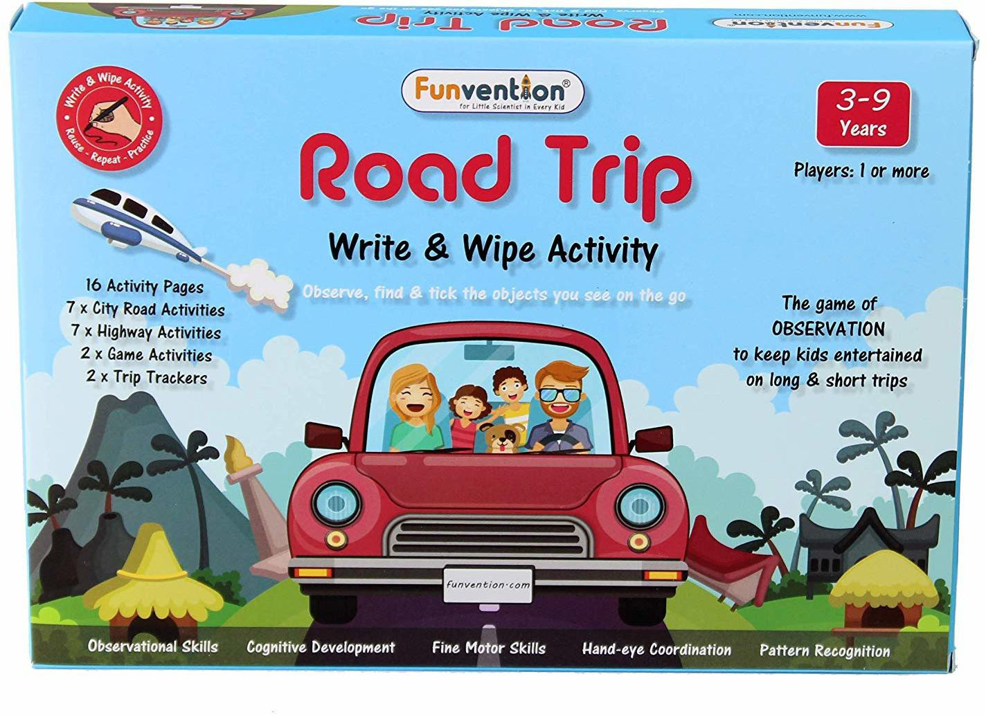 funvention Write and Wipe Activity Sheets - Observational Educational Game on The go image 1
