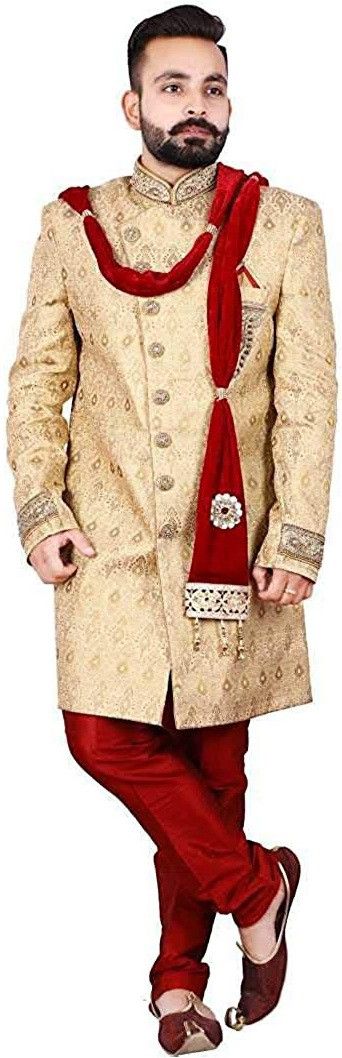 eliq Cotton Blend Embroidered Maroon Men Dupatta-picture-20
