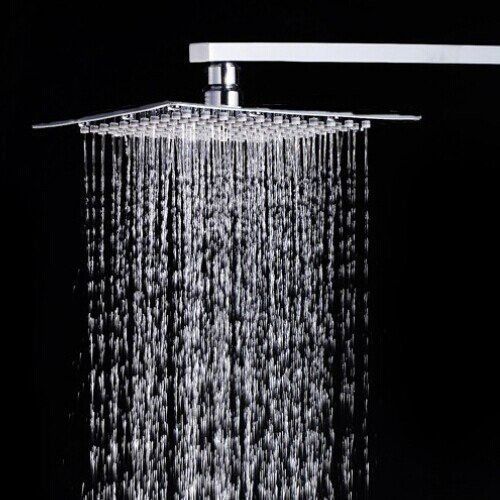 fastgear Bathroom Shower Chrome Finish With 9 Inches Square Arm and 6X6 Inch Shower Head Bathroom Shower Rain Flow
