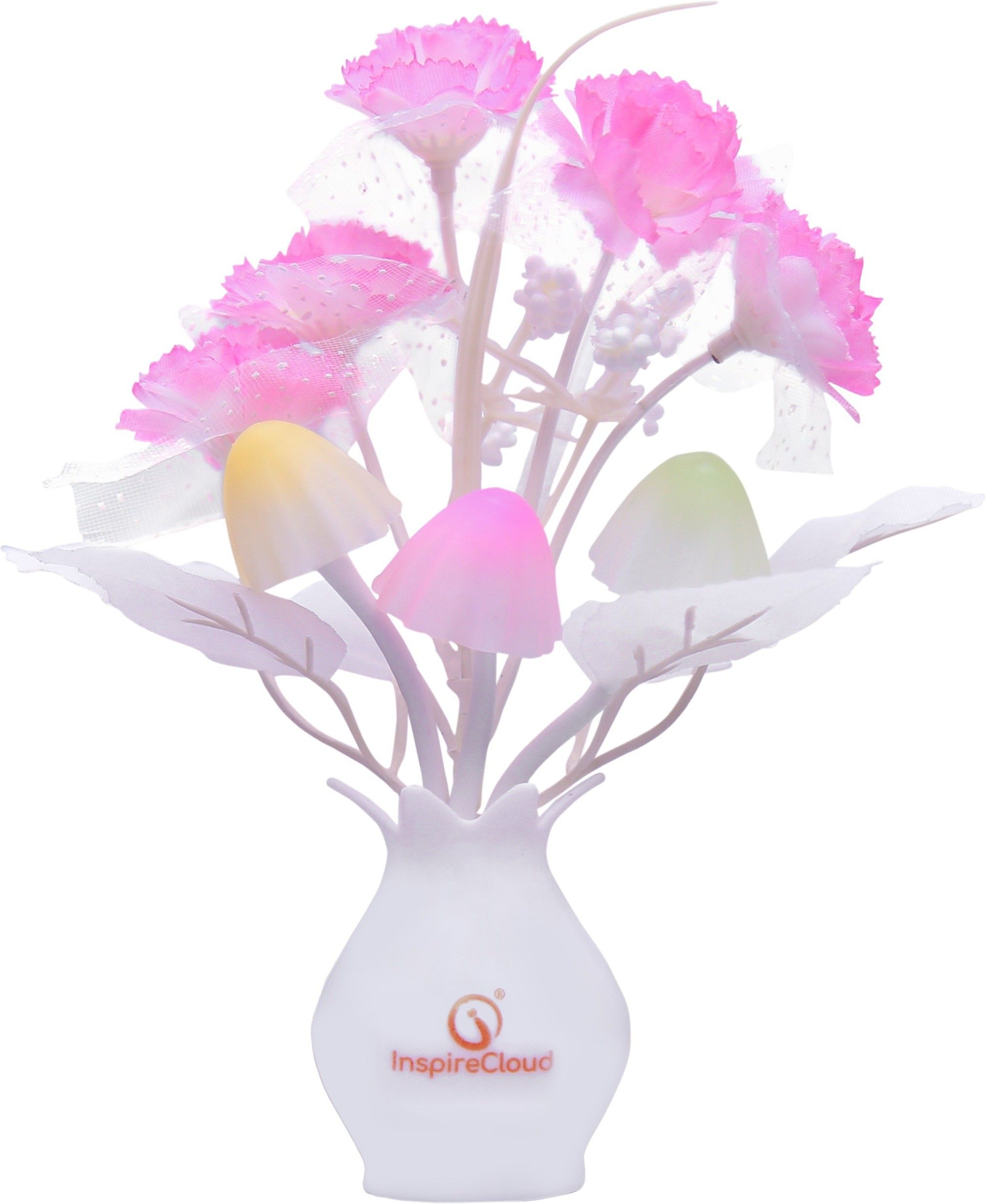 auto ON/Off Sensor Mushroom Shape LED Night lamp with Multicolor Light Illuminated and Flowers Night Lamp