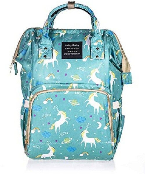 house of quirk Diaper Backpack for Waterproof Nappy Bag Rucksack Maternity Backpack Bag_Green Unicorn Diaper Bag-picture-13
