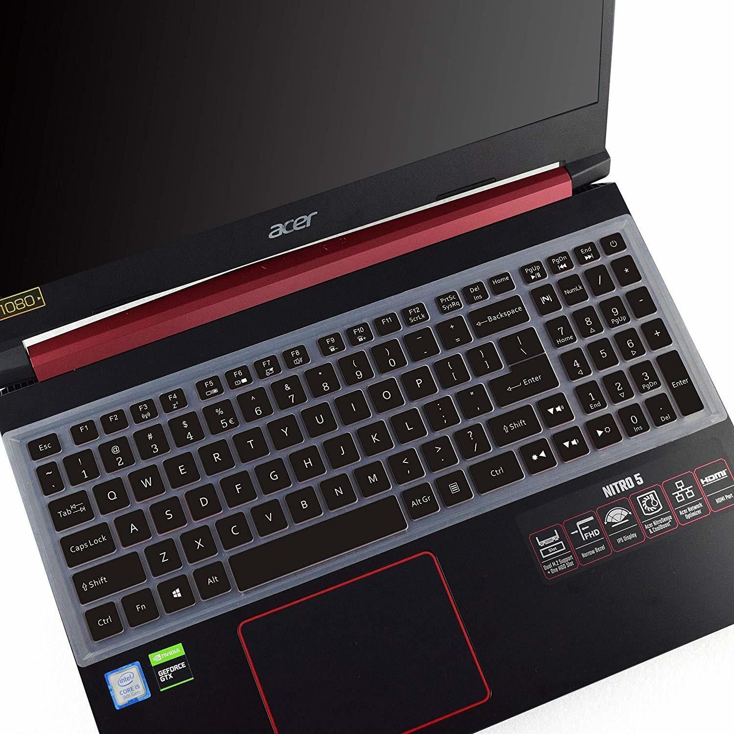 Saco Clear Keyboard Silicon Protector Ultra Thin Cover Clear Keyboard Silicon Protector Ultra Thin Cover for 15.6" Acer Nitro 5 AN515-54-54W2, AN515-54-51M5,17.3" Acer Nitro 5 AN517-51,AN715-51 Gaming Laptop Keyboard Skin-image-1
