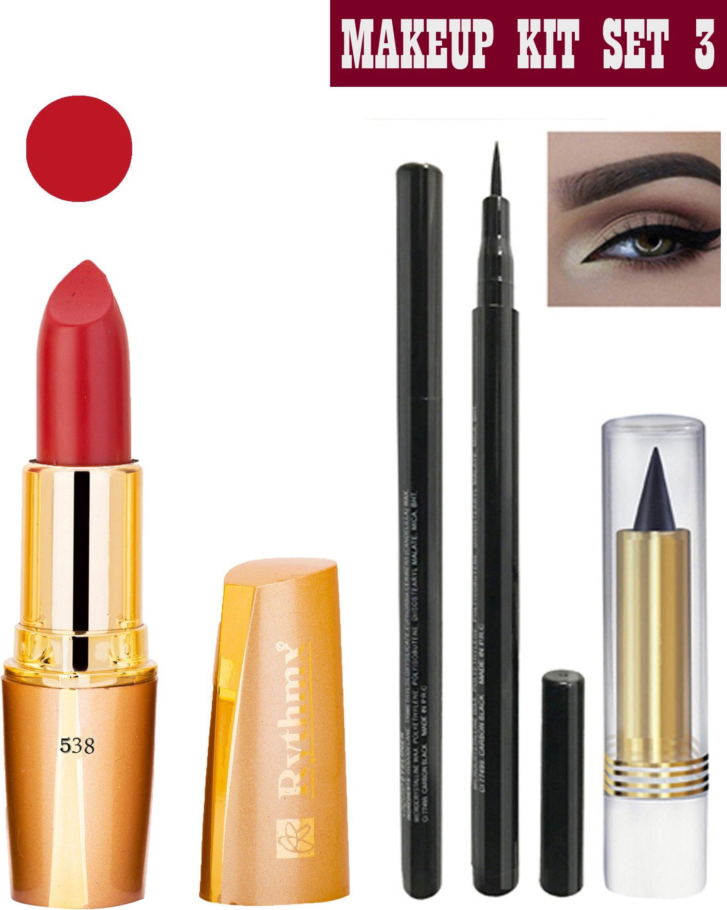 rythmx Cremy matte Lipstic with HBeauty Pen Eyeliner Combo AB32-picture-21