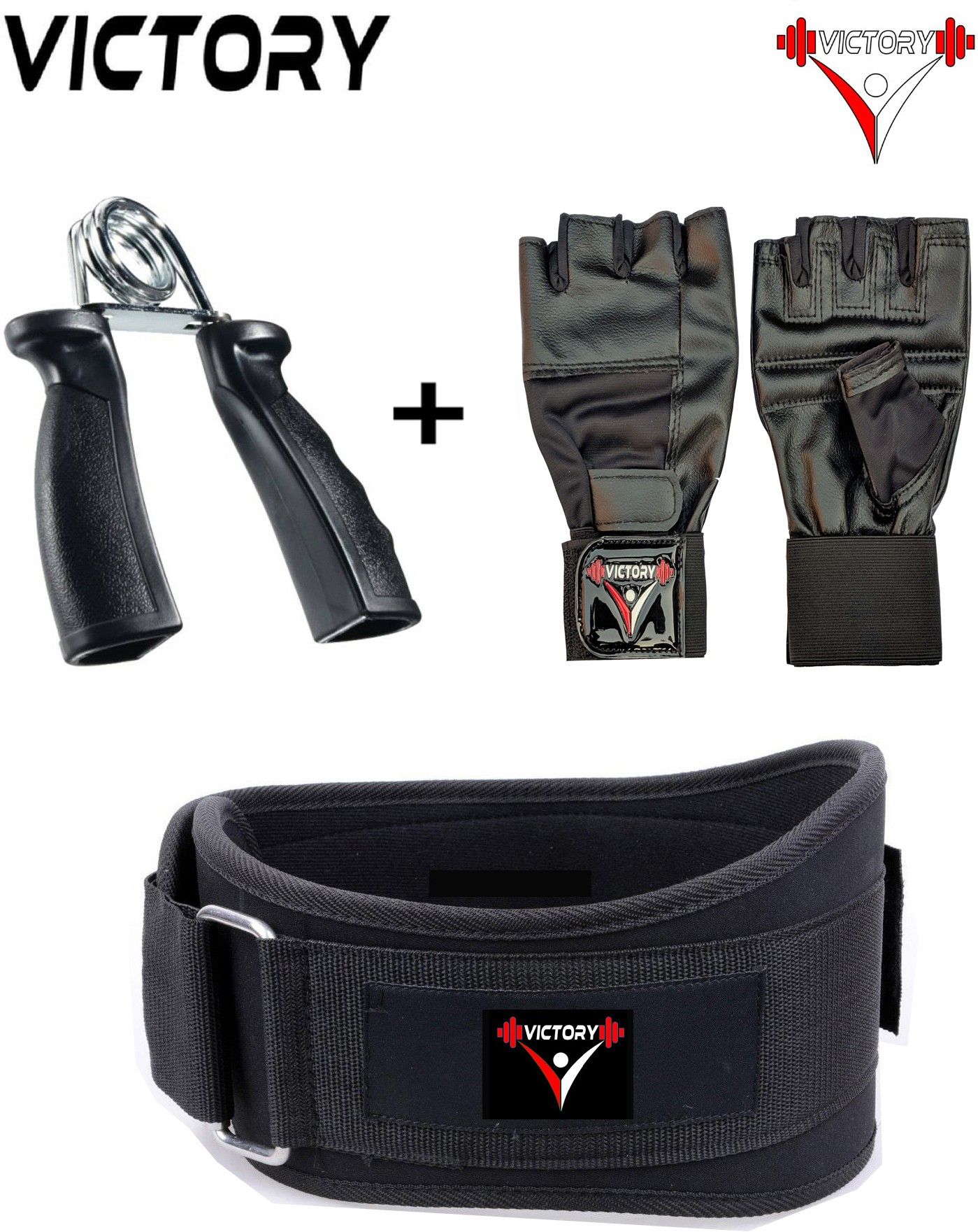 victory Ultra Gym Belt ( L ) Size & Premium Gym Glove & Hand Grip Fitness Accessory Kit Kit-picture-37