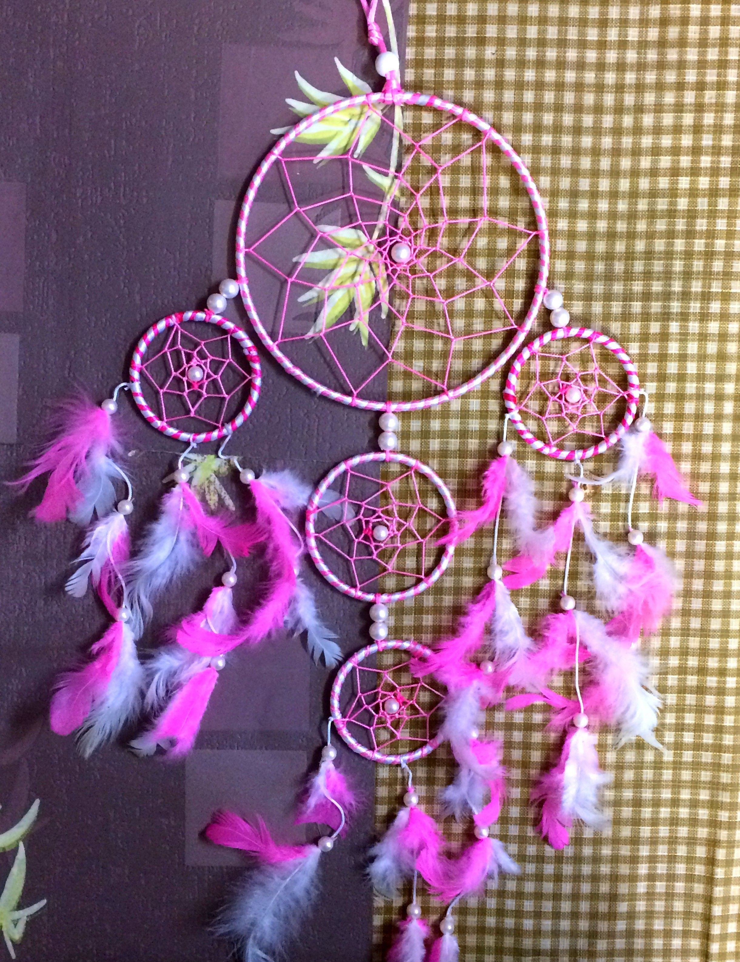 onrr collections Pink 5 ring feng shui dream catcher ; size:6"ring + Microfibre Dream Catcher-picture-21