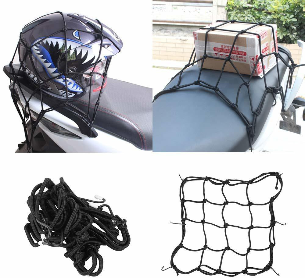 ramanta Motorcycle Bike Helmet Holder 6 Hooks Hold Down 30 x 30cm Mesh Net Bag Luggage Cargo Mesh Net For Univesal for all bikes Vehicle Cargo Net image 1