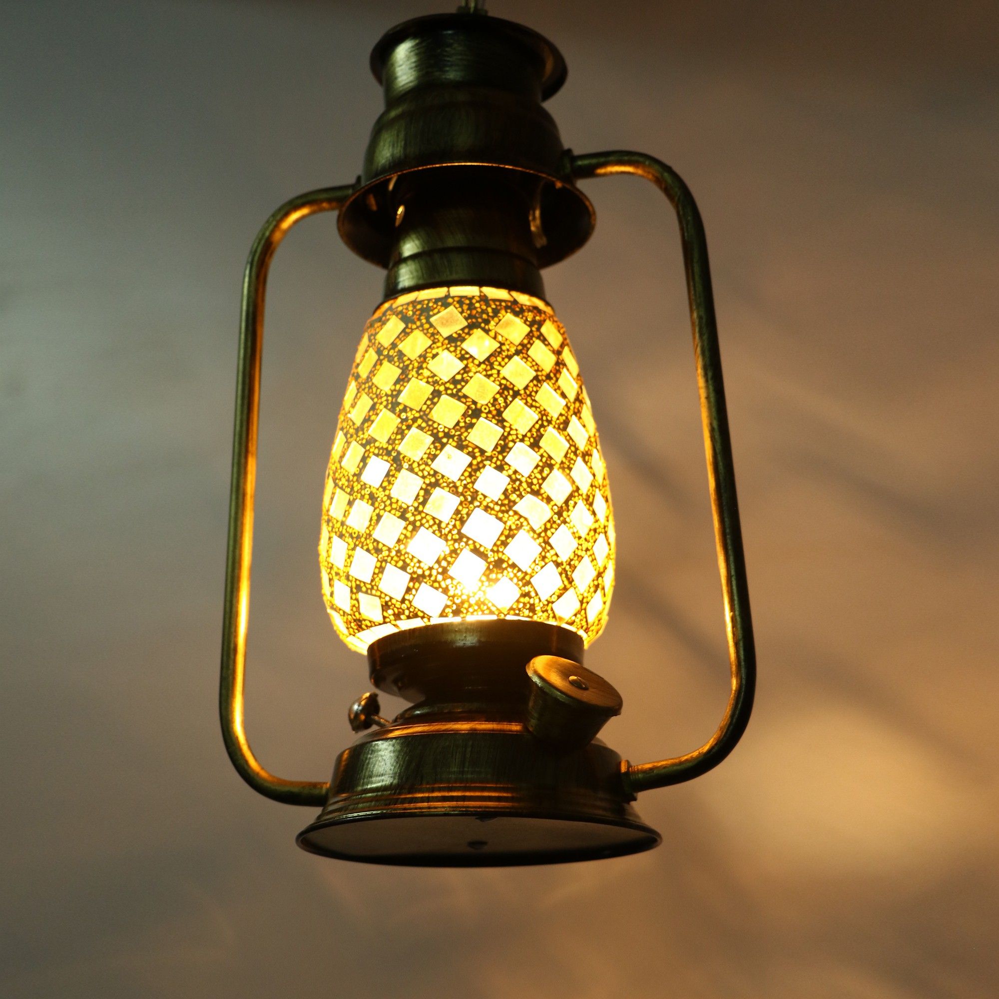 afast Antique Pendant Hanging Lantern Lamp With Colorful Hand Decorated Light Shade Perfect Match Of Trading And Traditional Them Decoration, Metal, Glass White, Gold Glass, Metal Hanging Lantern-picture-10