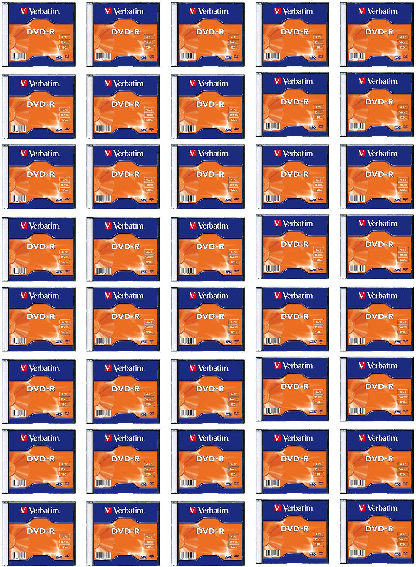 Verbatim DVD Recordable 4.7GB DVD-R Slim Case 40 Pack 4.7 GB