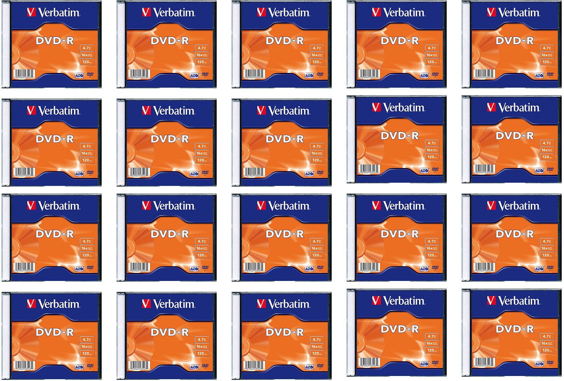 Verbatim DVD Recordable 4.7GB DVD-R Slim Case 20 Pack 4.7